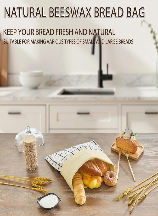LURKA Beeswax Bread Bags, Reusable Cotton Linen Storage Bags for Sourdough, Extra Large, 2 Pack (White Plaid) - Image 2