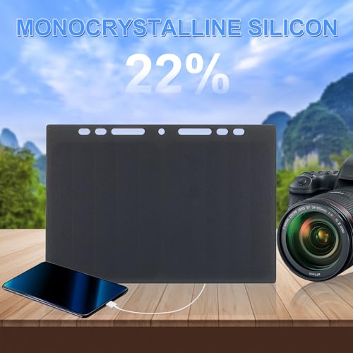 Lixada Solar Panel Charger USB Port Portable High Power Paper Shaped Monocrystalline Silicon 10W Solar Panel Charger for Cell Phone Camping Riding Climbing Travel Outdoor Activity - Image 2