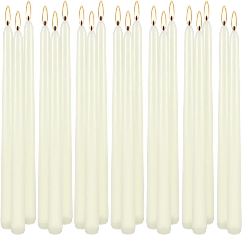 Howemon 20 Pack Ivory Taper Candles 12 Inch Tall 3/4 Inch Thick Burn 10 Hours - Image 1