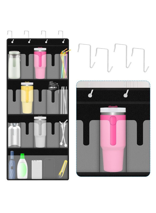 سيلفتك منظم زجاجات المياه من SelfTek، 16 جيبًا منظم أكواب بسعة كبيرة لكوب Stanley سعة 40 أونصة، حامل أكواب معلق قابل للطي مع جيب للقش، منظم تخزين أكواب للباب وخزانة المطبخ وغرفة النوم - Image 1