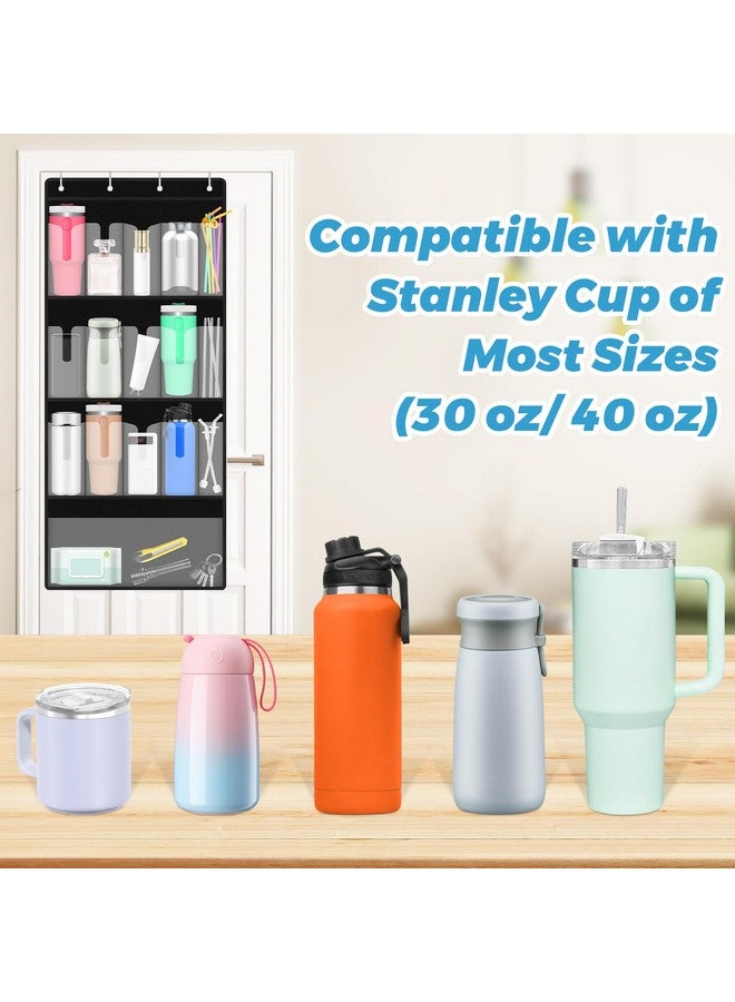سيلفتك منظم زجاجات المياه من SelfTek، 16 جيبًا منظم أكواب بسعة كبيرة لكوب Stanley سعة 40 أونصة، حامل أكواب معلق قابل للطي مع جيب للقش، منظم تخزين أكواب للباب وخزانة المطبخ وغرفة النوم - Image 2