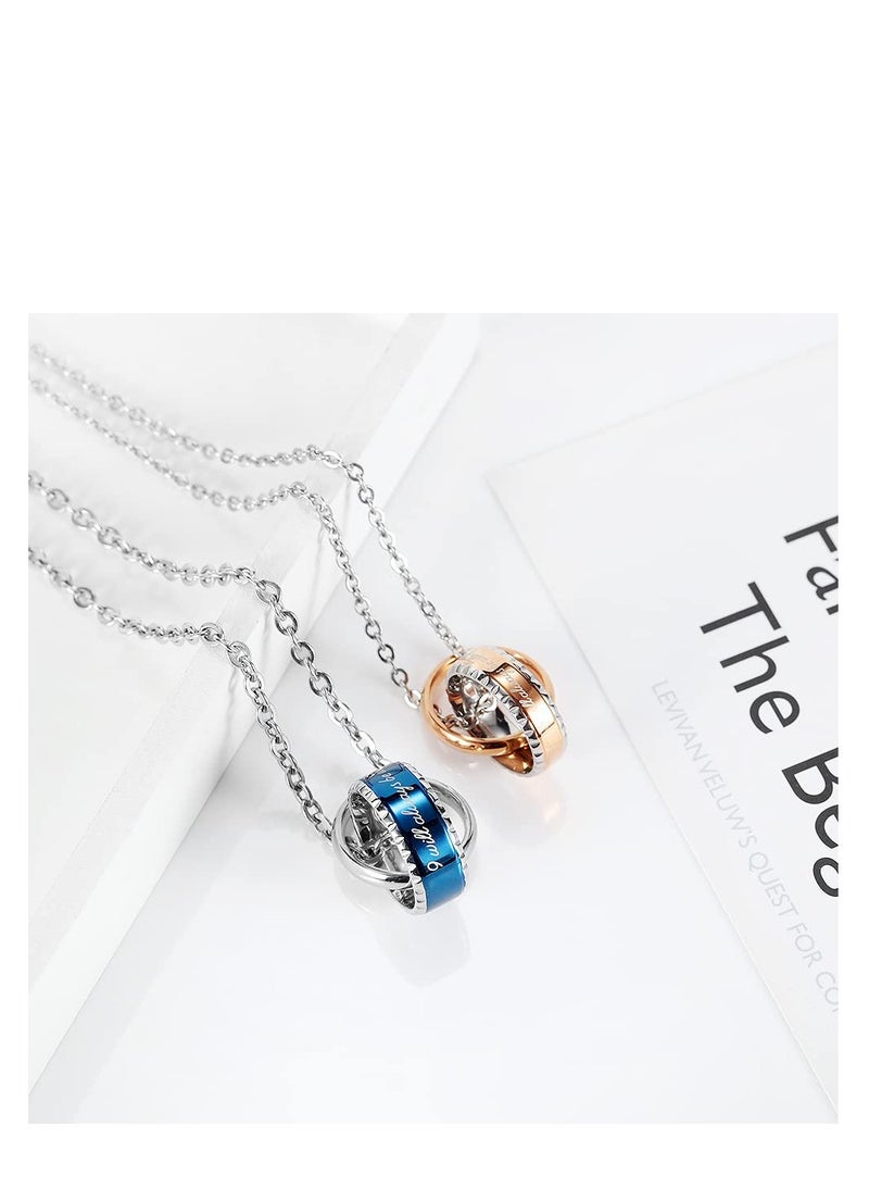 Excefore Couples Pendant Necklace Bracelet, 2 Pcs His & Hers Matching Set Stainless Steel Couple Pendant Necklace, for Engagement, Valentine, Anniversary, Love Relationship Bracelet Necklace Set - Image 4