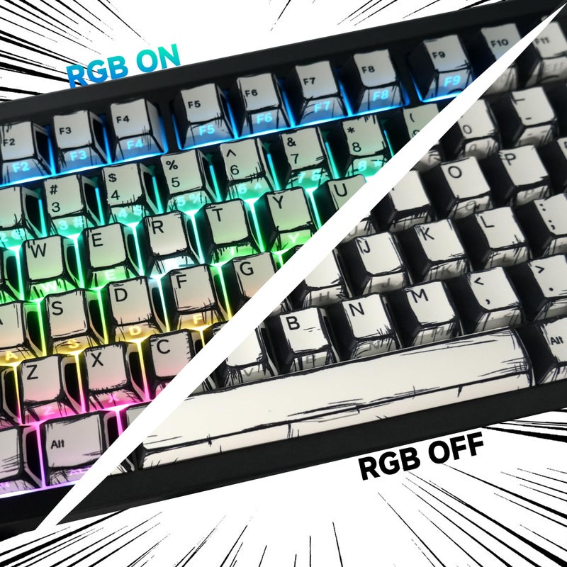 FunHub Retro PBT Keycaps - White 137 Keycaps Set for Full Size Mechanical Keyboard (Typing,Gaming or Anime Themed),Shine Through Side Printed Backlit Key Caps (Cherry,Doubleshot,MX,100% 75% 65% 60%) - Image 4