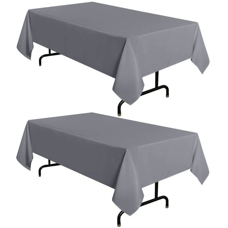 sancua 2 Pack Light Grey Tablecloth 60 x 102 Inch Rectangle 6 Feet Table Cloth  Stain and Wrinkle Resistant Washable Polyester Table Cover for Dining Tables Buffet Parties and Camping