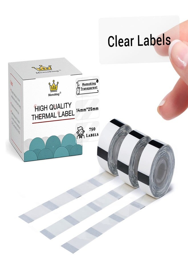 Memoking D30 Clear Thermal Label - Label Maker Paper Transparent Label Thermal Printer Paper Self-Adhesive 14x25mm/0.55x0.98in for Name Price Storage, Compatible with Memoking/Phomemo D30 Label Maker, 3 Rolls - Image 1