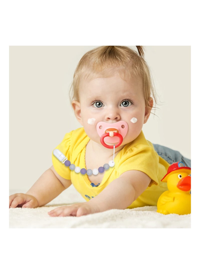Captaintech 2 Pieces Silicone Pacifier Clip, Silicone Teething Beads Baby Pacifier Holder Pacifier Clip Set Customizable Pacifier Clip Neutral Clips for Baby Boys and Girls Soothing Teether Toy - Image 3