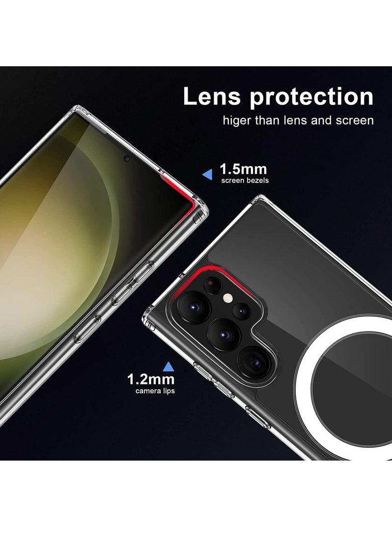 DUSALA Magnetic Case for Samsung Galaxy S22 Ultra, Compatible with MagSafe, Shockproof Protective Phone Cover, Non-Yellowing Hard Clear PC Back (Clear) - Image 2