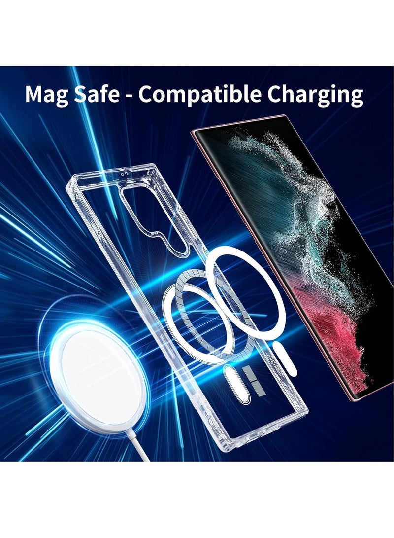 DUSALA Magnetic Case for Samsung Galaxy S22 Ultra, Compatible with MagSafe, Shockproof Protective Phone Cover, Non-Yellowing Hard Clear PC Back (Clear) - Image 3