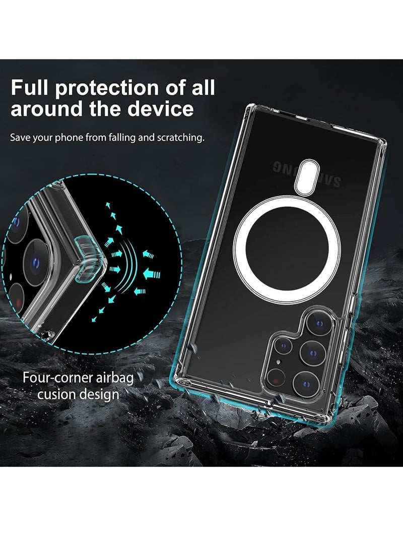 DUSALA Magnetic Case for Samsung Galaxy S22 Ultra, Compatible with MagSafe, Shockproof Protective Phone Cover, Non-Yellowing Hard Clear PC Back (Clear) - Image 5