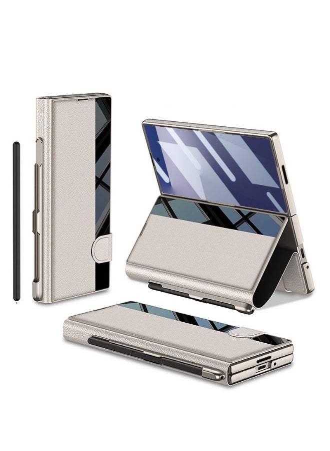 general Lanyard Phone Case For Samsung Galaxy Z Fold 7 Ring Wrist Strap Leather Protective Cover,For Galaxy Z Fold 7