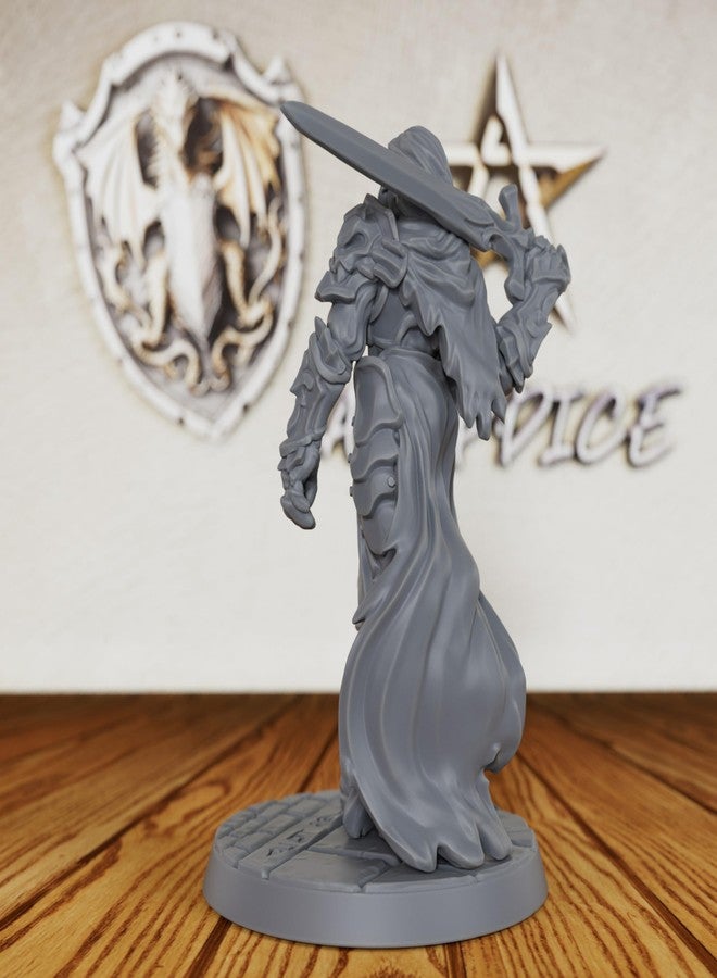 AUSPDICE Gothic Knight DND Miniatures - Unpainted 28mm Scale Human Warrior Figurine for Tabletop Gaming, Heavy Armored Hero or Villain Minis for TTRPGs - Anti Paladin (AS530) - Image 5