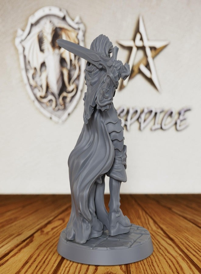 AUSPDICE Gothic Knight DND Miniatures - Unpainted 28mm Scale Human Warrior Figurine for Tabletop Gaming, Heavy Armored Hero or Villain Minis for TTRPGs - Anti Paladin (AS530) - Image 3
