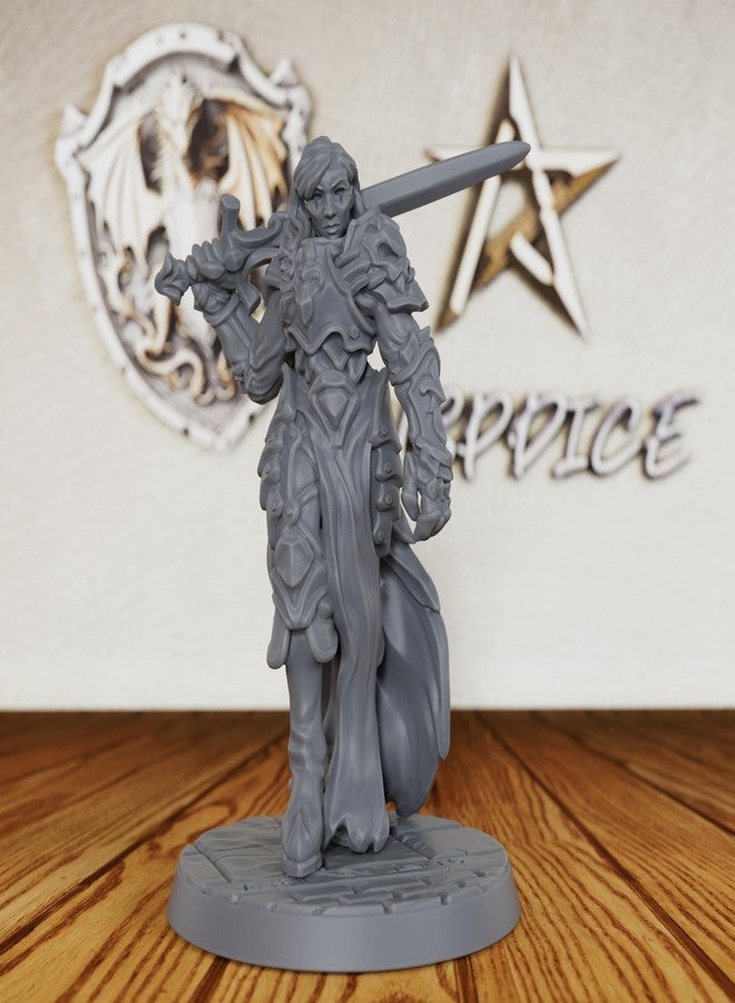 AUSPDICE Gothic Knight DND Miniatures - Unpainted 28mm Scale Human Warrior Figurine for Tabletop Gaming, Heavy Armored Hero or Villain Minis for TTRPGs - Anti Paladin (AS530) - Image 1