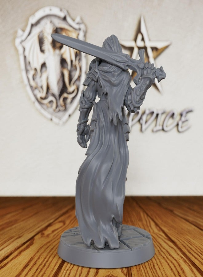 AUSPDICE Gothic Knight DND Miniatures - Unpainted 28mm Scale Human Warrior Figurine for Tabletop Gaming, Heavy Armored Hero or Villain Minis for TTRPGs - Anti Paladin (AS530) - Image 4
