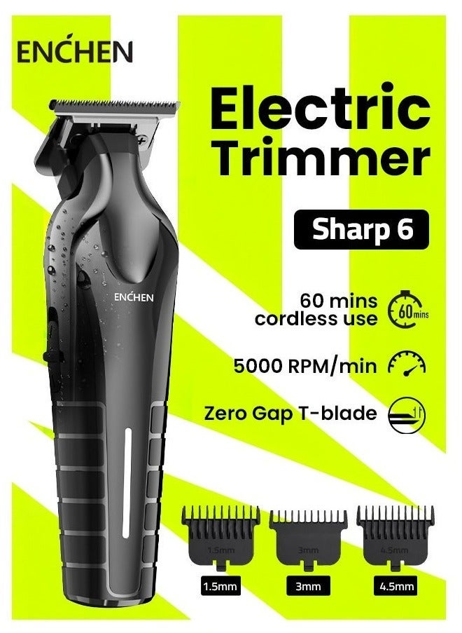 ENCHEN Sharp 6 Electric Hair Trimmer for Men , Zero Gap T-Blade Beard Trimmer for Men，Rechargeable Cordless Shaving Machine for Men with Precision Steel Blades,Multi-Functional Hair & Beard Trimmer Kit - Image 2