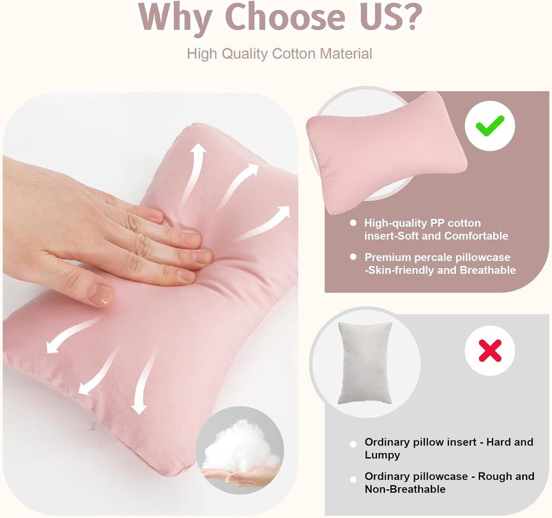 Tiny Pillow - 11"x7" Mini Travel Pillow for Neck, Lumbar, and Pets - Dusty Rose - Image 3