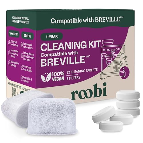 Roobi Breville Compatible Espresso Machine Cleaning & Maintenance Kit. Includes 52 Breville Cleaning Tablets and 6 Water Filters. Carbon Neutral. 1 Year Supply. - Image 1