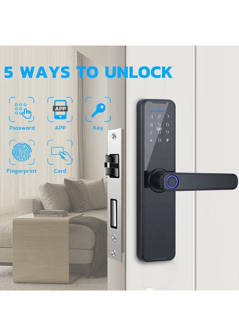 Smart Lock Smart Door Lock Fingerprint Door Lock WiFi  TUYA App Smart Lock Fingerprint Entry Smart Lock Biometric Door Lock Keypad Deadbolt (Light Pink） - Image 3