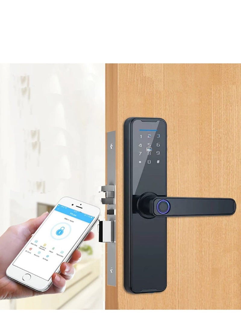 Smart Lock Smart Door Lock Fingerprint Door Lock WiFi  TUYA App Smart Lock Fingerprint Entry Smart Lock Biometric Door Lock Keypad Deadbolt (Light Pink） - Image 4