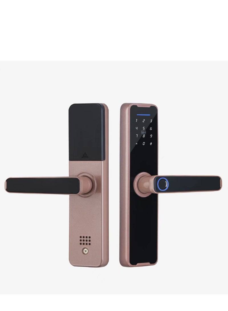 Smart Lock Smart Door Lock Fingerprint Door Lock WiFi  TUYA App Smart Lock Fingerprint Entry Smart Lock Biometric Door Lock Keypad Deadbolt (Light Pink） - Image 1