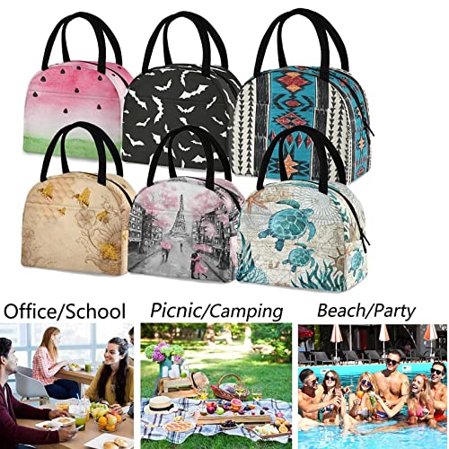 ZzWwR Stylish Skull Turquoise Octopus Tentacles Reusable Lunch Tote Bag with Front Pocket Zipper Closure Insulated Thermal Cooler Container Bag for Man Women Work Picnic Travel Beach Fishing - Image 3