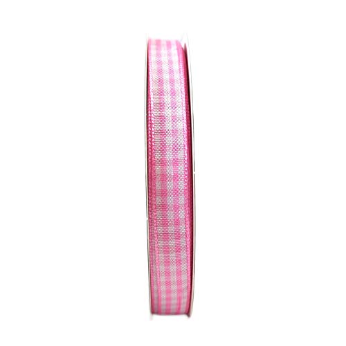 Micomon Pink Gingham Plaid Checked Ribbon 25 Yards Each Roll 100% Polyester (3/8",Pink) - Image 2