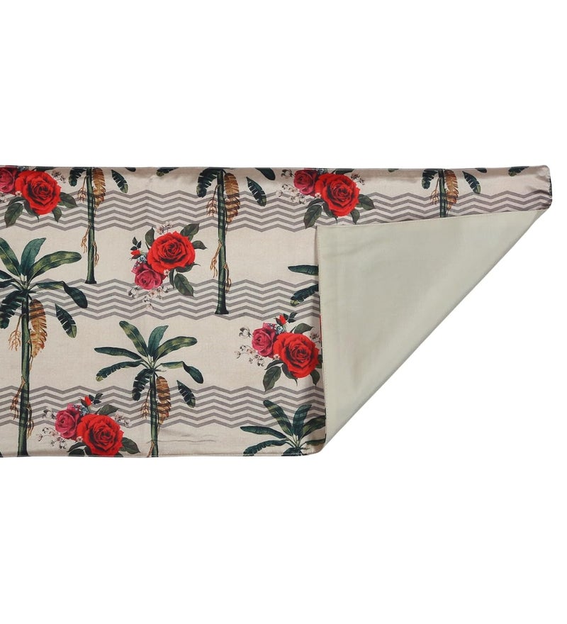PentaDeco 54 inch Floral Graphic Art Table Runner Beige - Image 5