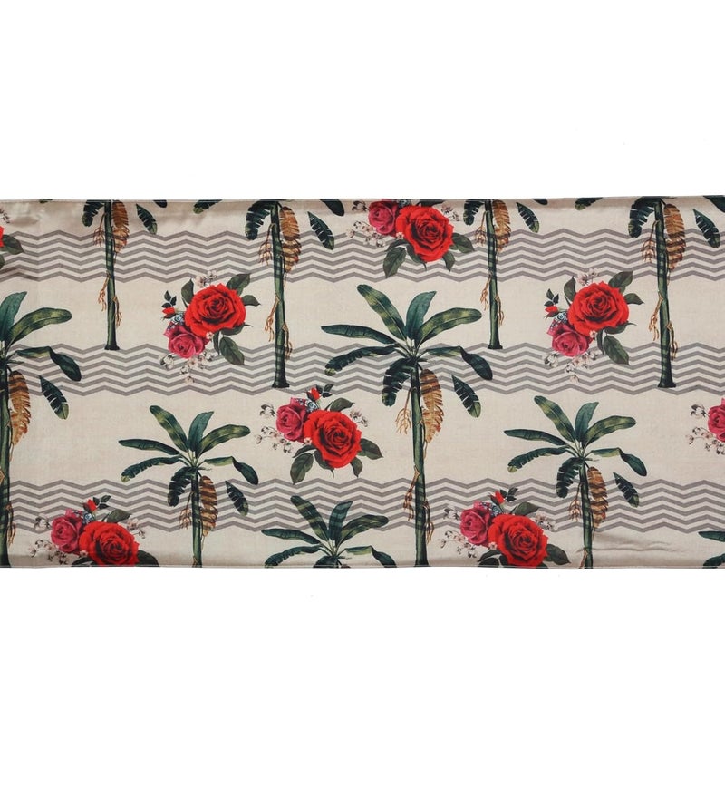 PentaDeco 54 inch Floral Graphic Art Table Runner Beige - Image 2