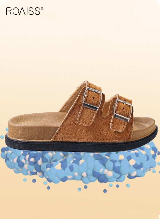 roaiss Children's Boken Shoes, Summer Non-Slip Soft-Sole Sandals, Boys' and Girls' Bathroom/Shower/Beach Shoes for Outdoor Wear, PVC Open-Toe Flip-Flops, Light Brown - Image 4