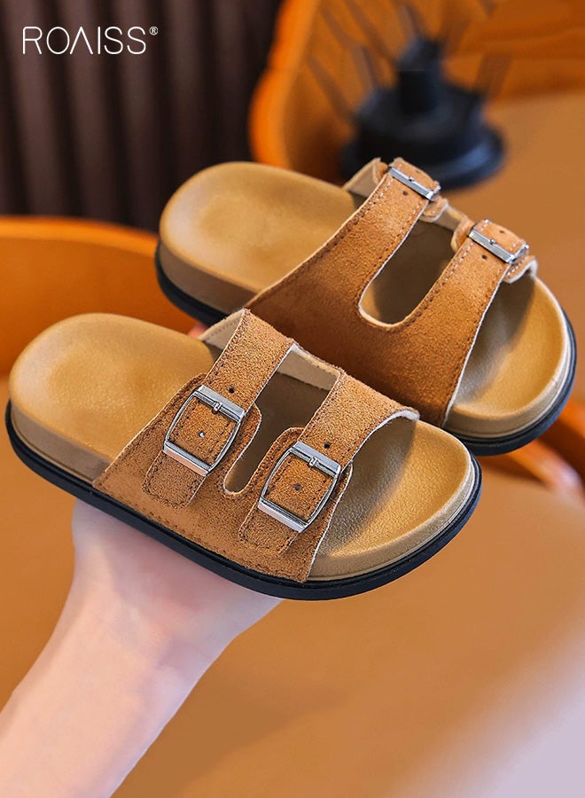 roaiss Children's Boken Shoes, Summer Non-Slip Soft-Sole Sandals, Boys' and Girls' Bathroom/Shower/Beach Shoes for Outdoor Wear, PVC Open-Toe Flip-Flops, Light Brown - Image 1