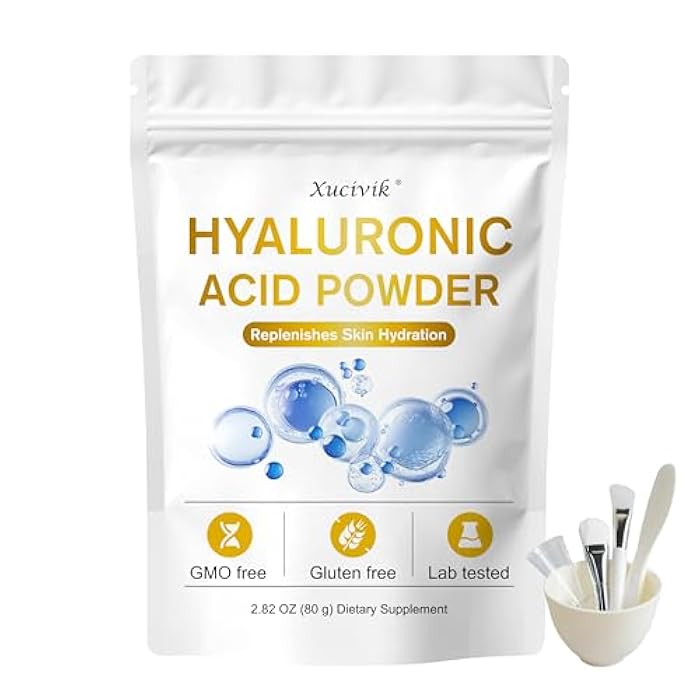 Xucivik Hyaluronic Acid Powder for Face & Skin, High Molecular Weight, Water-Soluble Formula for DIY Serum & Moisturizer, Vegan Hydrating Skincare, 2.82oz - Image 1