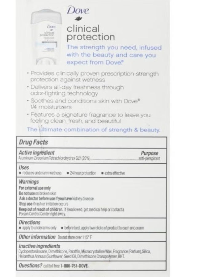 Dove مضاد التعرق/مزيل العرق للحماية السريرية، نظافة أصلية، عصا، 1.7 أونصة (عبوة من 2) - Image 5