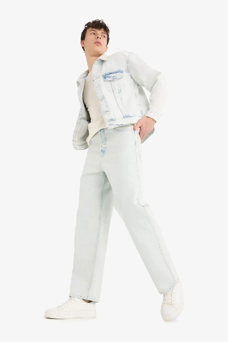 Defacto  Baggy Fit Wide Leg Normal Waist Cotton Jeans for Men | Best Price UAE