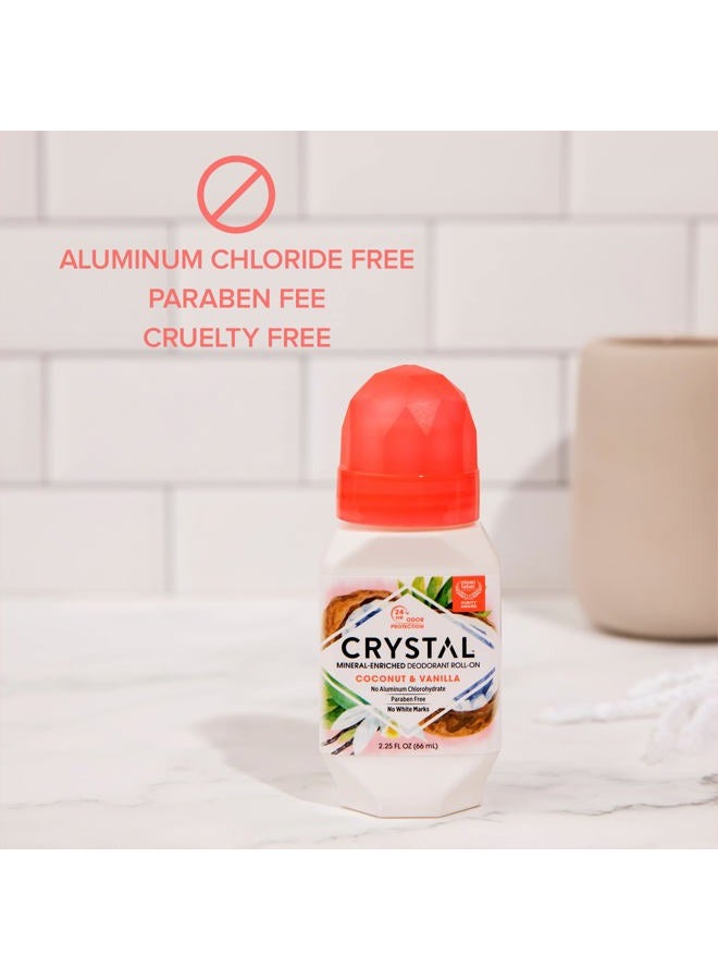 CRYSTAL ESSENCE CRYSTAL, Mineral-Enriched Deodorant Roll-On, Coconut & Vanilla, 2.25 fl oz (66 ml) - Image 3