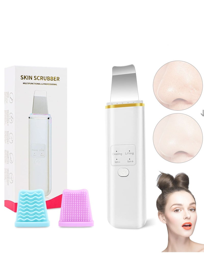 KASTWAVE Skin Scrubber Face Spatula Blackhead Remover Pore Cleaner Beauty Lifting Tool with 4 Modes Care Tools Comedones Extractor for Facial Deep Cleansing 2 Silicone Covers Included  - Image 1