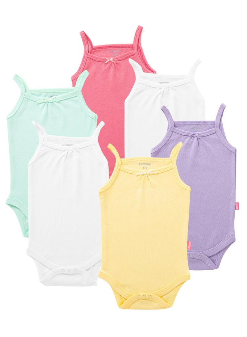 COTTONIL Pack of 6 Cotton Strap Bodysuit for Baby  - Image 1