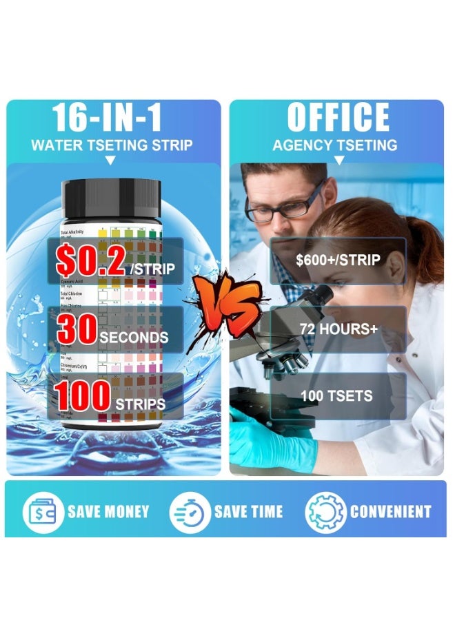 KOWVOWZ 16 in 1 Premium Water Test Kit Pool Test Strips Home Water Quality Test Strips Water Testing Kits for Drinking Water Test Strips with Hardness pH Lead Iron Copper Chlorine and More - Image 5