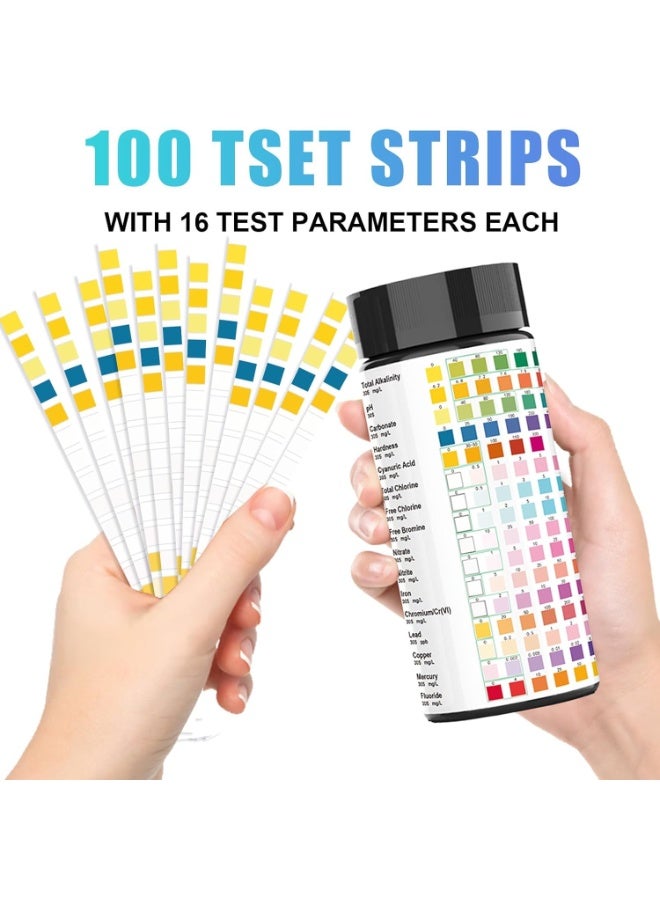 KOWVOWZ 16 in 1 Premium Water Test Kit Pool Test Strips Home Water Quality Test Strips Water Testing Kits for Drinking Water Test Strips with Hardness pH Lead Iron Copper Chlorine and More - Image 3