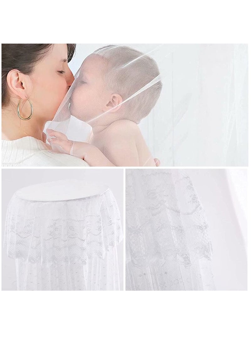 Arabest - Baby Bed Canopy Net with Adjustable Clip-on Stand Baby Crib Cot Net Tent Hanging Dome Curtain Netting See Through Mesh Bed Cover Net Stand Rod - Image 1
