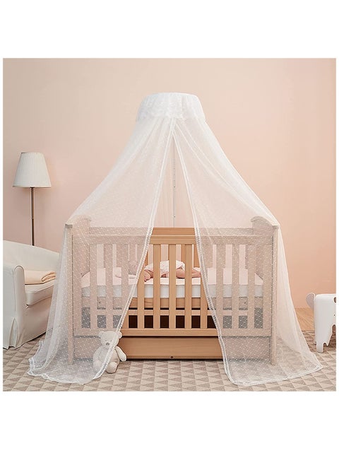 Baby Bed Canopy Net with Adjustable Clip-on Stand Baby Crib Cot Net Tent Hanging Dome Curtain Netting See Through Mesh Bed Cover Net Stand Rod