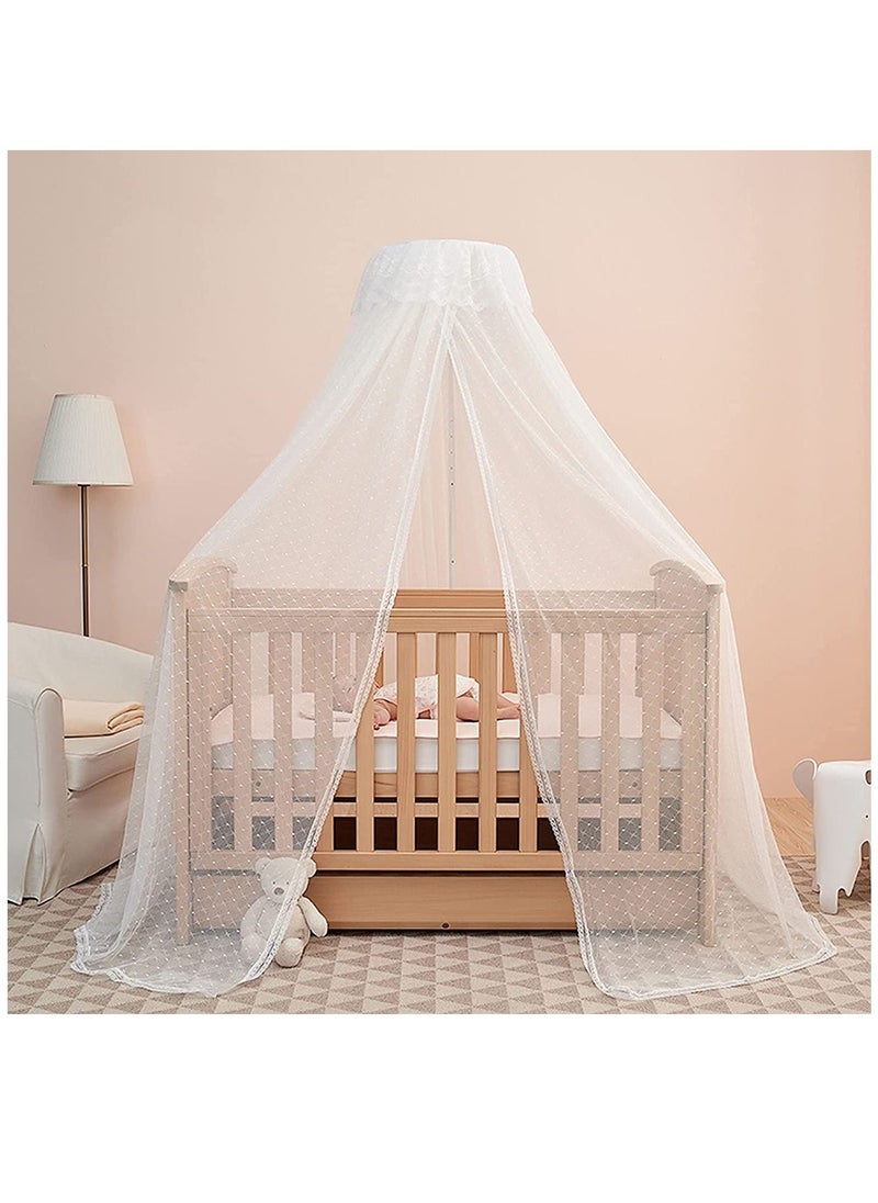 Arabest - Baby Bed Canopy Net with Adjustable Clip-on Stand Baby Crib Cot Net Tent Hanging Dome Curtain Netting See Through Mesh Bed Cover Net Stand Rod - Image 1