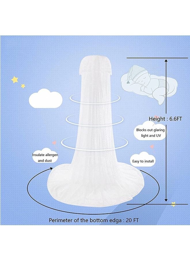 Arabest - Baby Bed Canopy Net with Adjustable Clip-on Stand Baby Crib Cot Net Tent Hanging Dome Curtain Netting See Through Mesh Bed Cover Net Stand Rod - Image 1