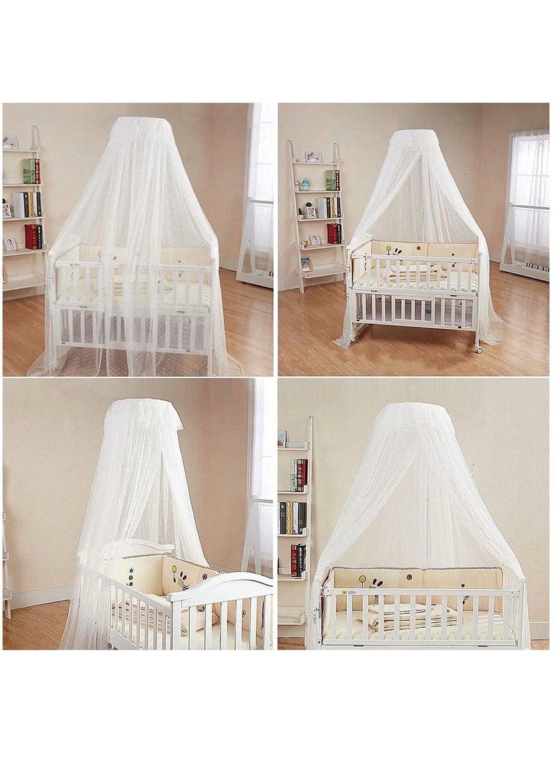Arabest - Baby Bed Canopy Net with Adjustable Clip-on Stand Baby Crib Cot Net Tent Hanging Dome Curtain Netting See Through Mesh Bed Cover Net Stand Rod - Image 1