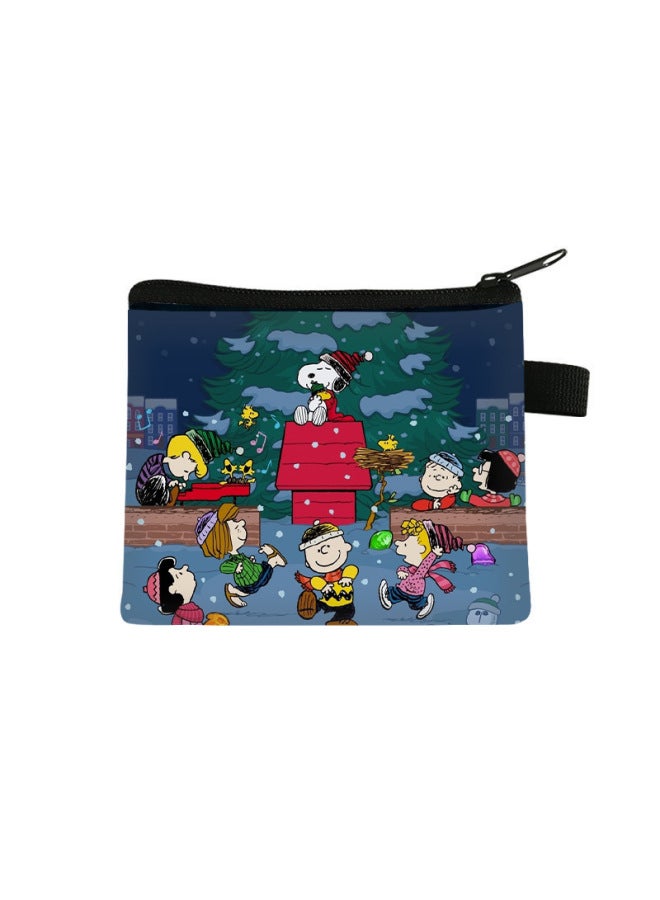 Snoopy Christmas Coin Purse Kidsren's Printed Mini Storage Small Wallet Portable Key Card Holder Flap Pocket Pants Bag Batch