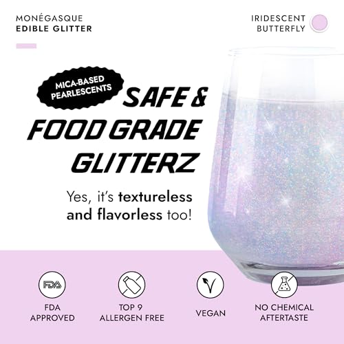 MONÉGASQUE Iridescent Edible Glitter for Drinks 10g – Edible Glitter for Cakes & Cocktails - Cocktail & Drink Shimmer Powder - Christmas Cake Decorations Spray - Cupcake & Food Decorating Sprinkles - Image 3
