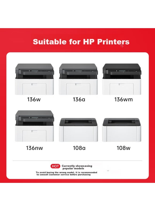 Huiwei Hewei 136W Toner Cartridge, W1110X High-Capacity Easy-To Toner Cartridge (With Chip), Compatible With Hp 108A 108W 136A 136Wm 136Nw 138P/Pn Printers - Image 1