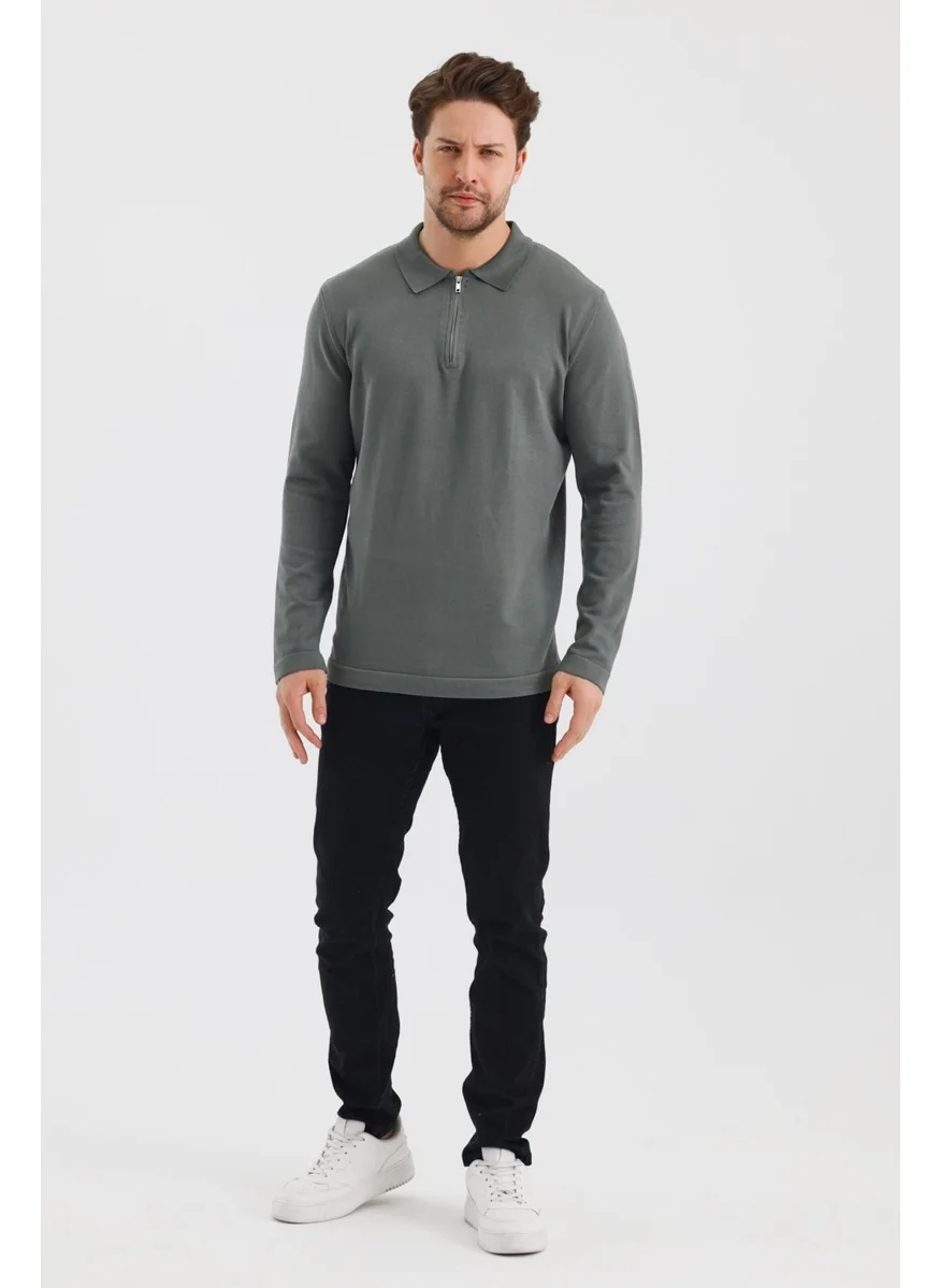الكسندر جاردي Alexandergardi Zippered Polo Neck Regular Fit Sweater (E24-EZE-37)
