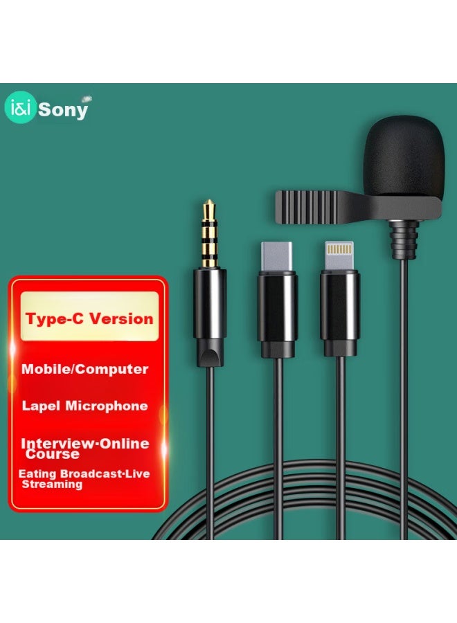 Soaiy Ws10b Clip-on Wired Microphone For Mobile Phone Recording, Vlog, Computer Recording, Online Cl, Short Videos, And Interviews, Type-c - Image 1