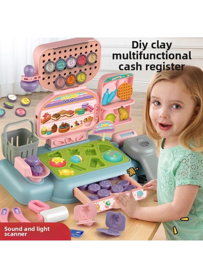 Generic - DIY Color Mud Multifunctional Cash Register With Sound And Light Play Home Supermarket Toy Plasticine Suit-Specifications:Color Clay Cash Register [with 12 Color Mud] - Image 1