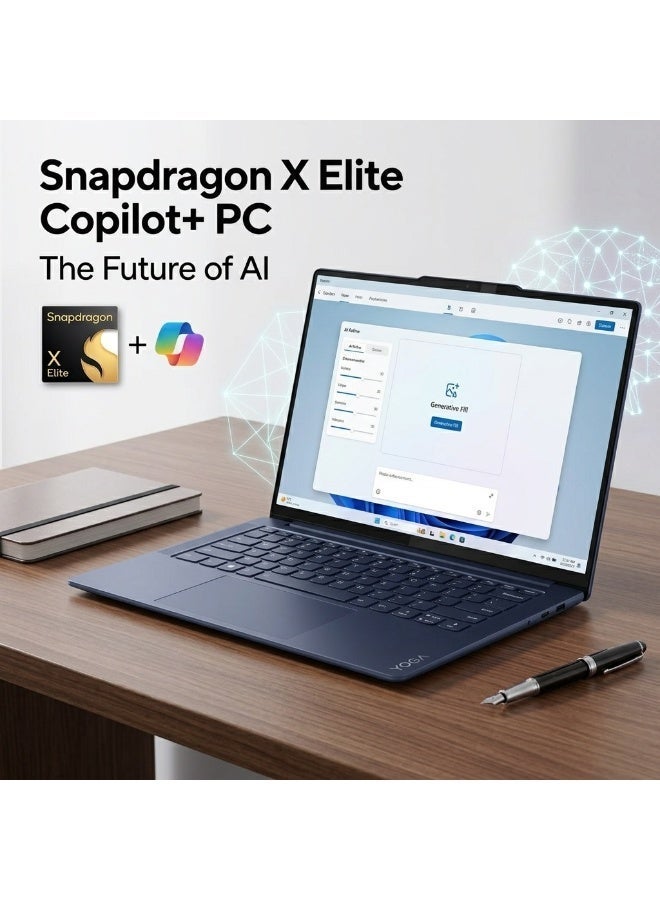 Lenovo Yoga Slim 7 14.5" 3K OLED Touchscreen Laptop, Snapdragon X Elite, 16GB LPDDR5X RAM, 1TB SSD, Copilot+ AI PC, 90Hz Display, Wi-Fi 7, USB4, Windows 11 Home English blue - Image 3